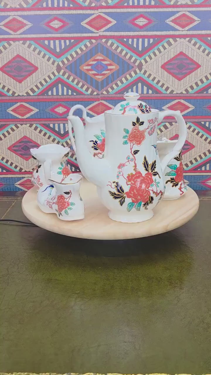 James Kent Eastern Glory Teapot Chinoiserie Coffee Pot Old Foley England Floral Bird Collectible