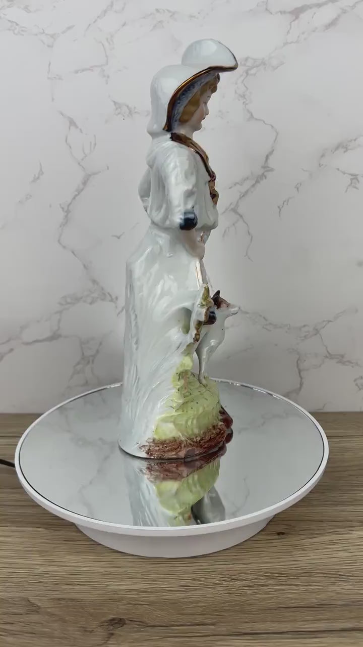 19th Century German Pottery Shepherd Figure, Lustre Glaze