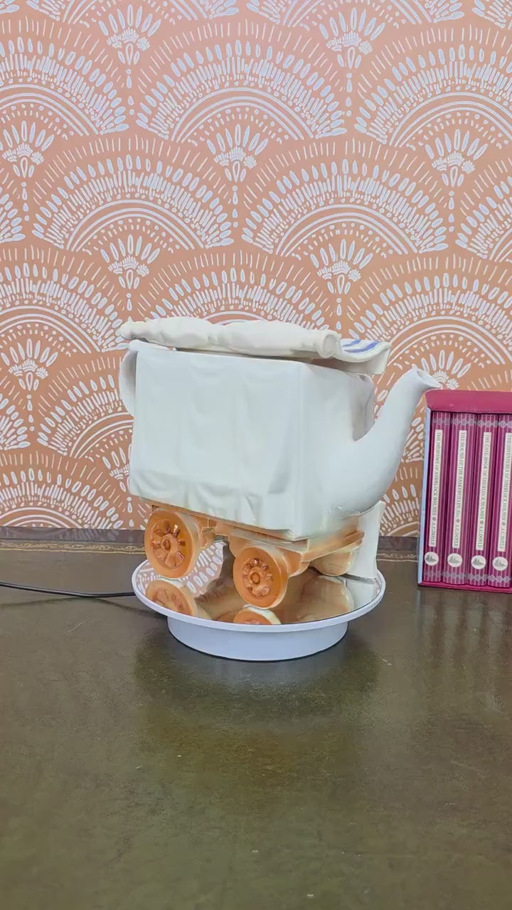 Vintage Novelty Teapot Market Stall Scene Ceramic Hand Painted Figurative Display Piece Collectible Kitchen